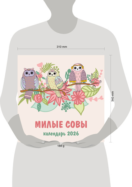 Изображение товара Календарь настенный Эксмо Милые совы 2026 год (9785042197956)