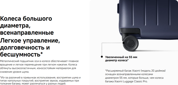 Изображение товара Чемодан на колесах Xiaomi Expandable Luggage 20" XMKRLXXRM / BHR9452GL (синий)