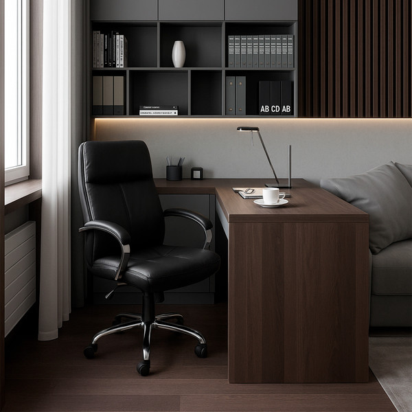 Изображение товара Кресло офисное AksHome Немига 1 (кожа натуральная Black/основание хром)