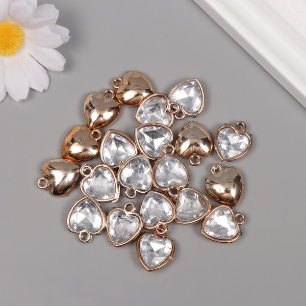 Изображение товара Набор подвесок декоративных Арт Узор Сердце с кристаллом / 10710156