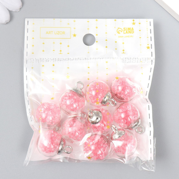 Изображение товара Набор подвесок декоративных Арт Узор Шар-камешки / 3924277 (10шт, розовый)