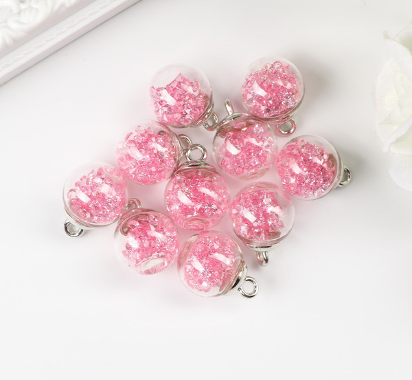 Изображение товара Набор подвесок декоративных Арт Узор Шар-камешки / 3924277 (10шт, розовый)