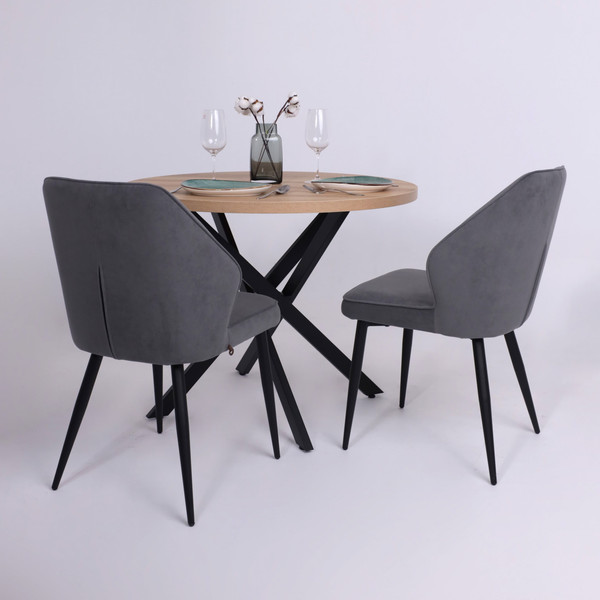 Изображение товара Обеденный стол Аврора Рига D950 (дуб сильверджек ореховый/черный)