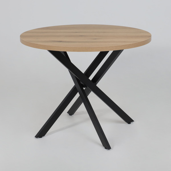 Изображение товара Обеденный стол Аврора Рига D950 (дуб сильверджек ореховый/черный)