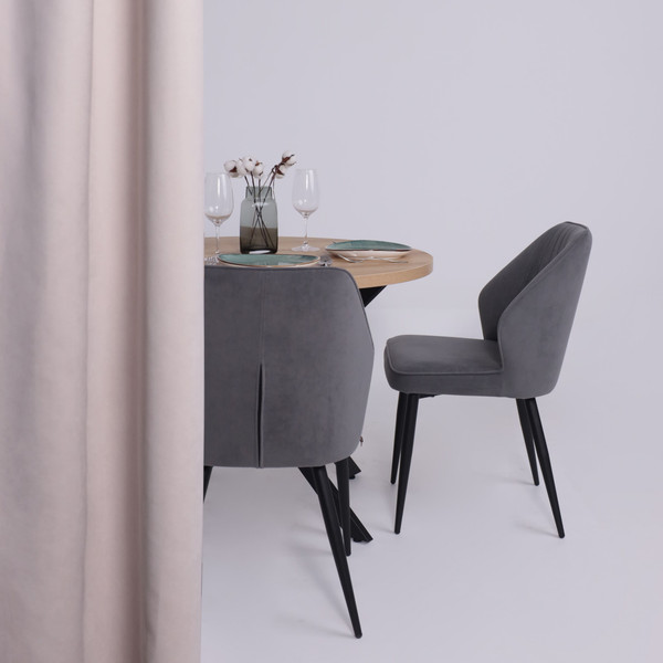 Изображение товара Обеденный стол Аврора Рига D950 (дуб сильверджек ореховый/черный)