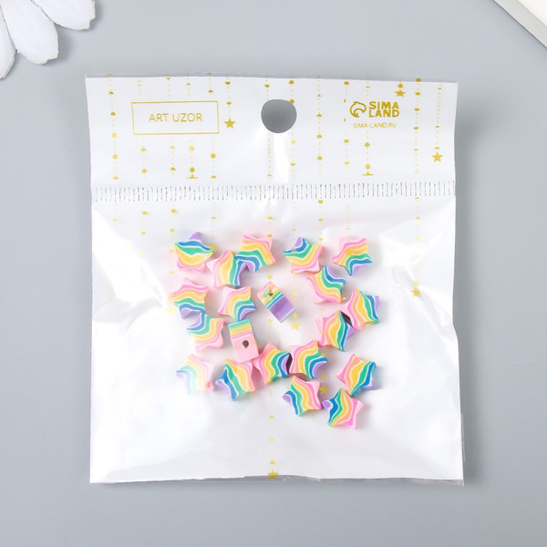 Изображение товара Набор бусин декоративных Арт Узор Звездочки радуга / 9284163