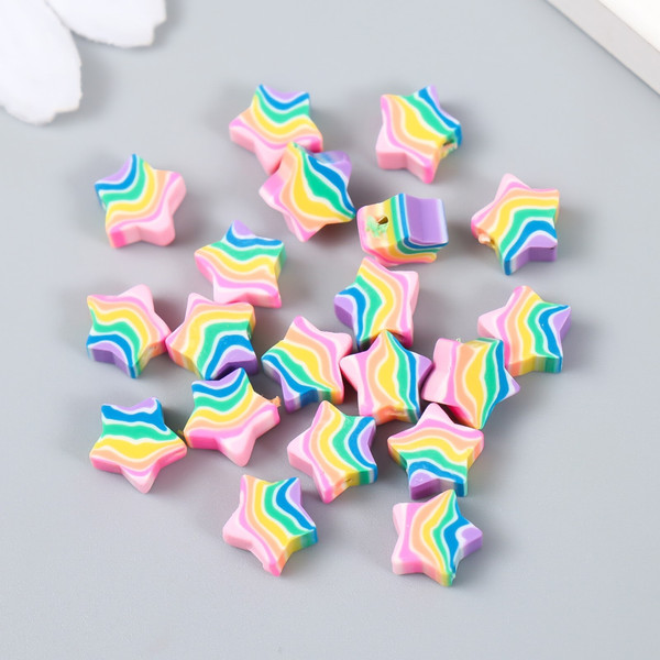 Изображение товара Набор бусин декоративных Арт Узор Звездочки радуга / 9284163
