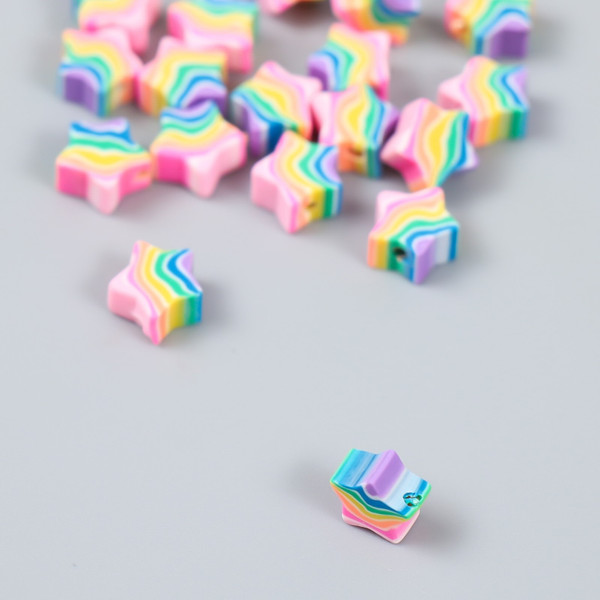 Изображение товара Набор бусин декоративных Арт Узор Звездочки радуга / 9284163