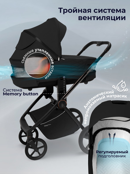 Изображение товара Детская универсальная коляска Sweet Baby SBL Elegante Therma 3в1 (черный)