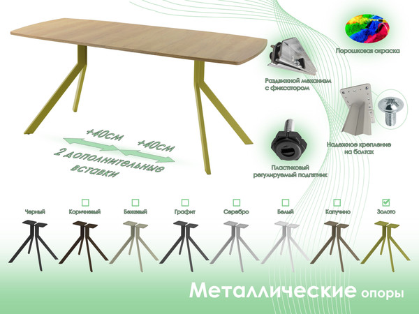 Изображение товара Обеденный стол AMC Elite / Е18(1100) D6 (золото/дуб небраска натур)