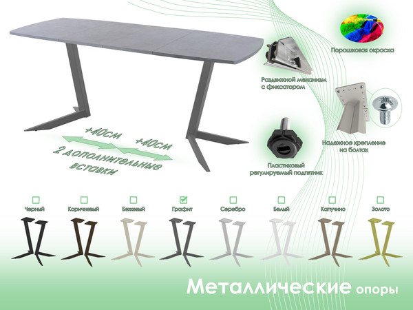 Изображение товара Обеденный стол AMC Elite / Е19(1200) D6 (графит/бетон чикаго светло-серый)
