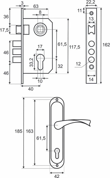 Изображение товара Замок врезной Basara 1023 NI m60Z (никель)
