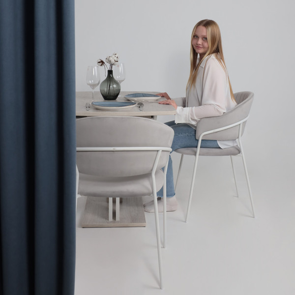 Изображение товара Стул Алвест AV 433 (светло-серый бархат H-09/белый)