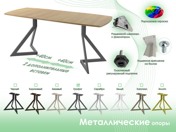 Изображение товара Обеденный стол AMC Elite / Е20(1200) D6 (графит/дуб небраска натур)