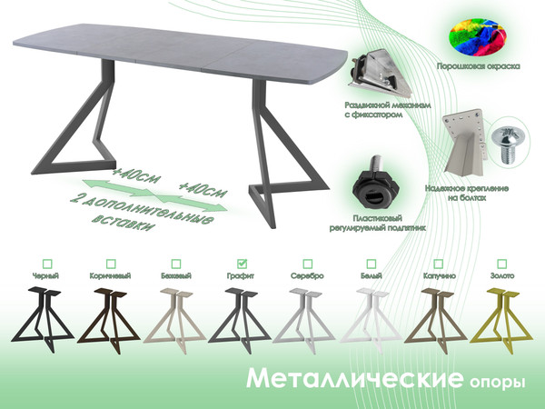 Изображение товара Обеденный стол AMC Elite / Е20(1200) D6 (графит/бетон чикаго светло-серый)