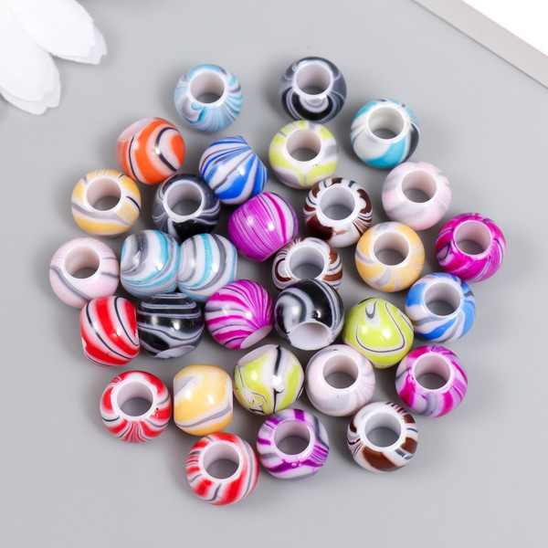 Изображение товара Набор бусин декоративных Арт Узор Шарики красочные разводы / 7876093