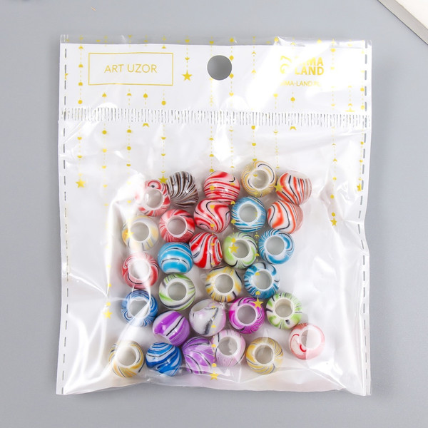 Изображение товара Набор бусин декоративных Арт Узор Шарики красочные разводы / 7876093