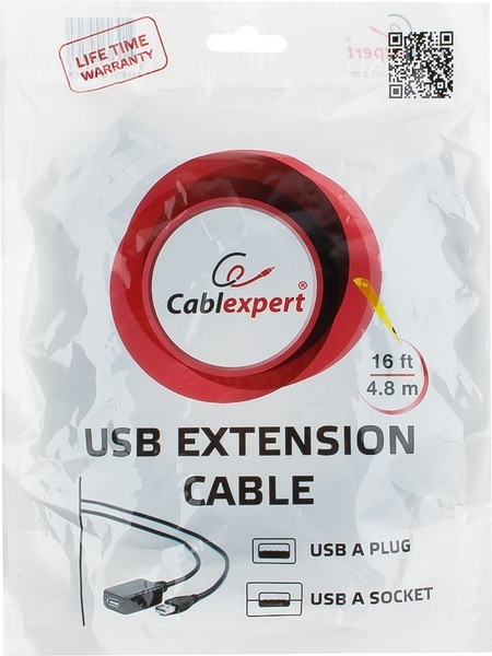 Изображение товара Удлинитель кабеля Cablexpert UAE016-Black (4.8м)