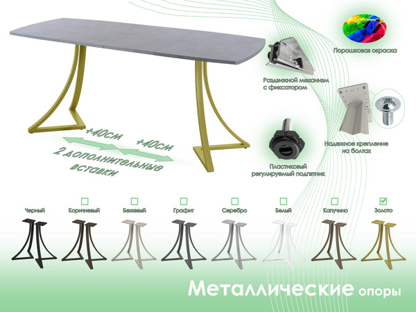 Изображение товара Обеденный стол AMC Elite / Е24(1200) D6 (золото/бетон чикаго светло-серый)