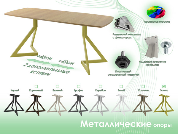 Изображение товара Обеденный стол AMC Elite / Е20(1100) D6 (золото/дуб небраска натур)