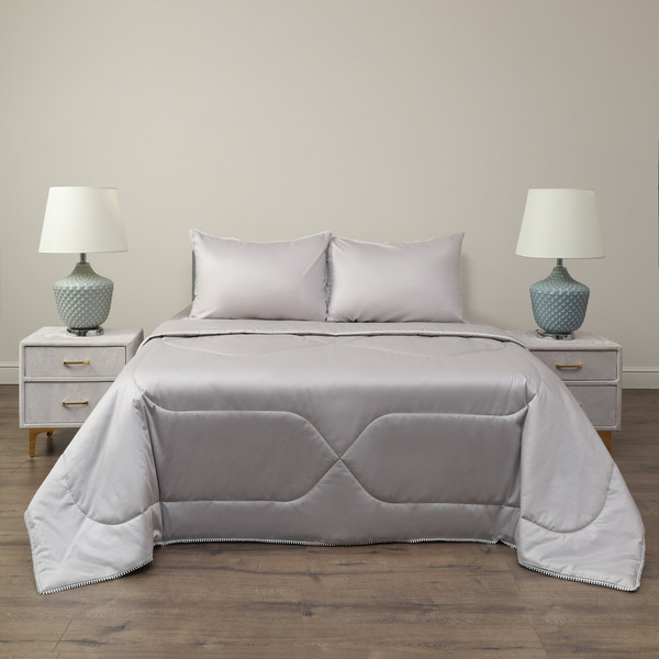 Изображение товара Комплект постельного белья с одеялом Sofi de Marko Элиана 7Е / Кт-Эл-7Е-свс (светло-серый)