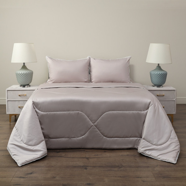 Изображение товара Комплект постельного белья с одеялом Sofi de Marko Элиана 7Е / Кт-Эл-7Е-сл (серый/лиловый)