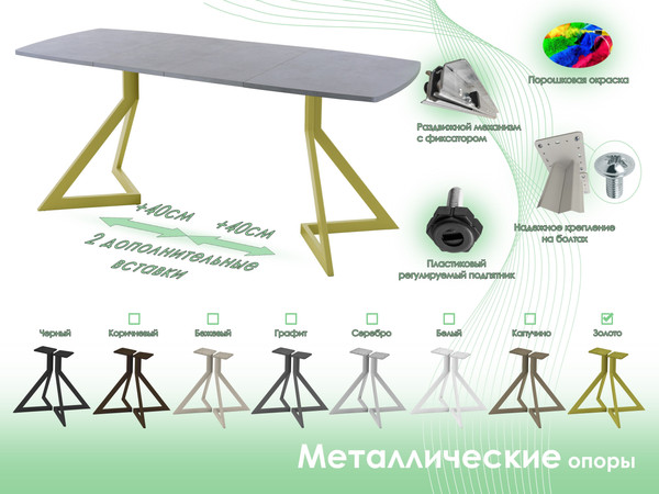 Изображение товара Обеденный стол AMC Elite / Е20(1100) D6 (золото/бетон чикаго светло-серый)