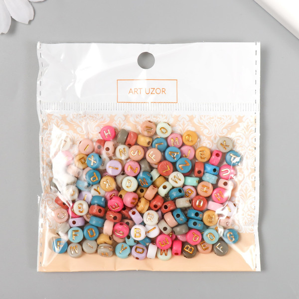 Изображение товара Набор бусин декоративных Арт Узор Английские буквы золото / 9619142