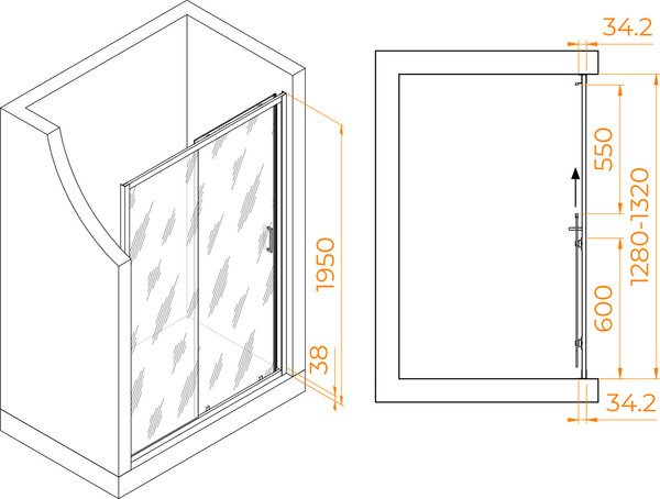 Изображение товара Душевая дверь RGW PA-14Gb / 41081413-016