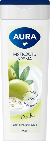 Изображение товара Крем для душа Aura Крем-гель Олива флакон/флиптоп (390мл)