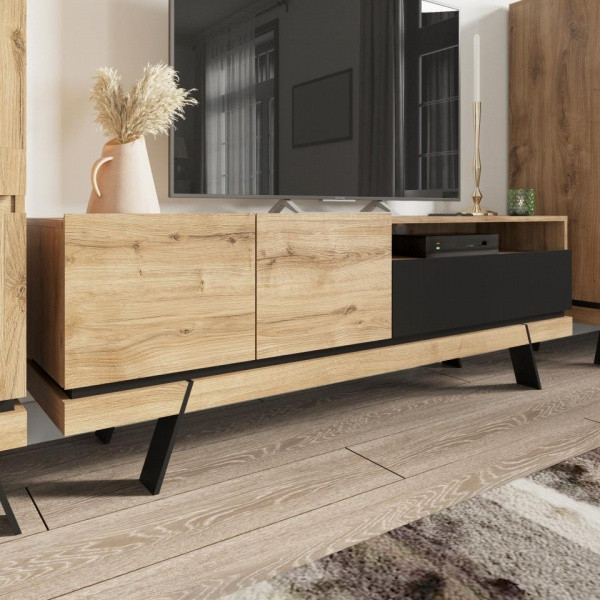 Изображение товара Тумба Anrex Моне 8032 д ТВ (дуб наварра/черный)