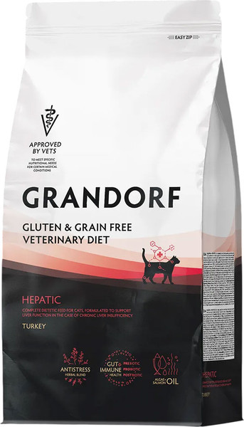Изображение товара Сухой ветеринарный корм для кошек Grandorf Vet Cat Hepatic (400г)