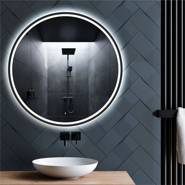 Изображение товара Зеркало Алмаз-Люкс Cairo Blaсk 80dh-6 (с подсветкой, датчиком движения и подогревом)