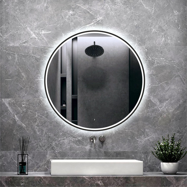 Изображение товара Зеркало Алмаз-Люкс Cairo Blaсk 80dh-6 (с подсветкой, датчиком движения и подогревом)