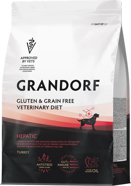 Изображение товара Сухой ветеринарный корм для собак Grandorf Vet Dog Hepatic (1кг)