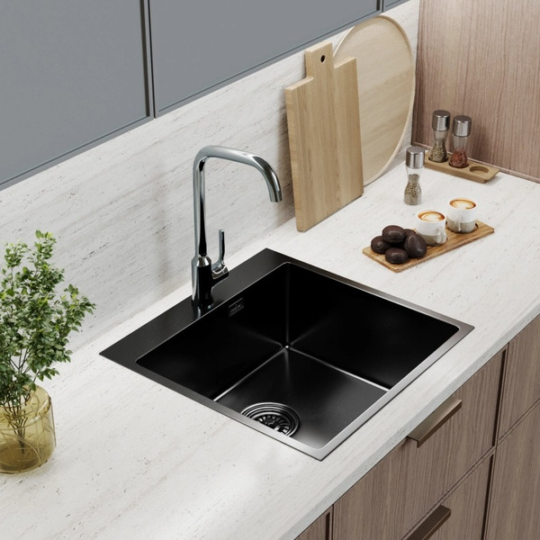 Изображение товара Мойка кухонная Mixline Pro 556575 (черный графит, с сифоном)