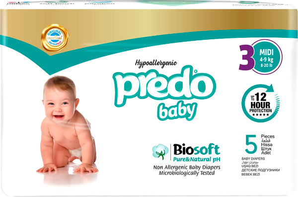 Изображение товара Подгузники детские Predo Baby № 3 4-9кг / BIO-103 (5шт)