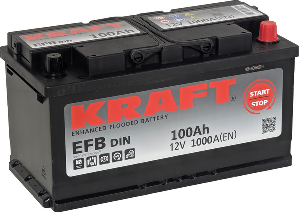 Изображение товара Автомобильный аккумулятор KrafT EFB R+ 1000A / EFB-L5 (100 А/ч)