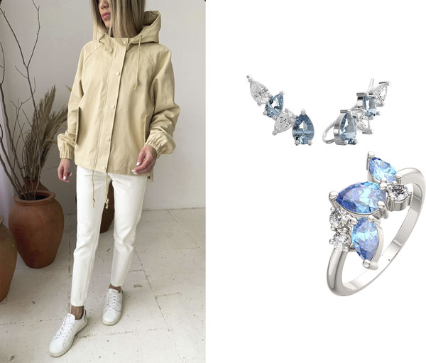 Изображение товара Комплект ювелирных украшений из серебра ZORKA Серьги 0310248.BZ, кольцо 0210209.BZ р.17