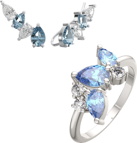 Изображение товара Комплект ювелирных украшений из серебра ZORKA Серьги 0310248.BZ, кольцо 0210209.BZ р.17