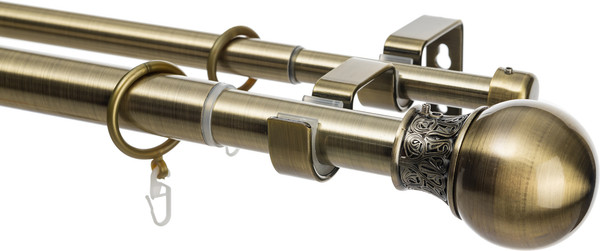 Изображение товара Карниз для штор Sundays Home Тиффани Раздвижной 25/28мм 2-х рядный (антик, 2-3.6м)
