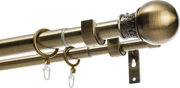 Изображение товара Карниз для штор Sundays Home Тиффани Раздвижной 25/28мм 2-х рядный (антик, 2-3.6м)