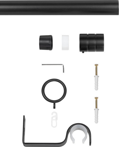 Изображение товара Карниз для штор Sundays Home Цилиндр Раздвижной 25/28мм 1-рядный (черный матовый, 2-3.6м)