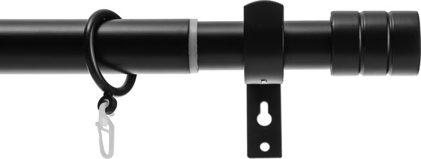 Изображение товара Карниз для штор Sundays Home Цилиндр Раздвижной 25/28мм 1-рядный (черный матовый, 2-3.6м)