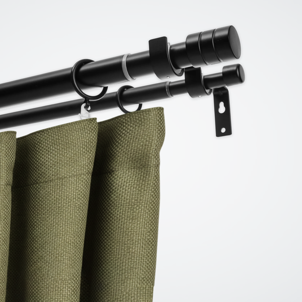 Изображение товара Карниз для штор Sundays Home Цилиндр Раздвижной 25/28мм 2-х рядный (черный матовый, 2-3.6м)