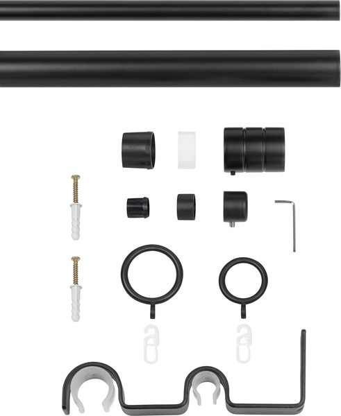 Изображение товара Карниз для штор Sundays Home Цилиндр Раздвижной 25/28мм 2-х рядный (черный матовый, 2-3.6м)