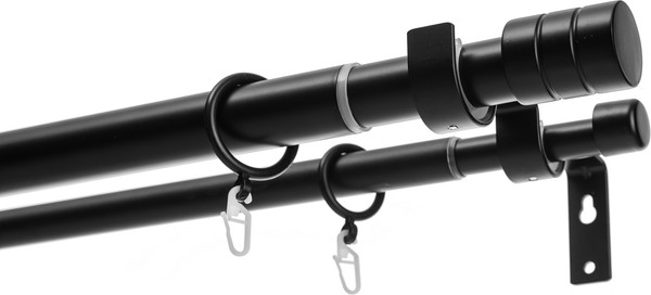Изображение товара Карниз для штор Sundays Home Цилиндр Раздвижной 25/28мм 2-х рядный (черный матовый, 2-3.6м)