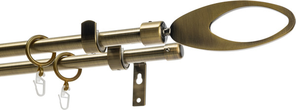 Изображение товара Карниз для штор Sundays Home Лайт Эллипс 16мм+16мм двухрядный (антик, 2м)