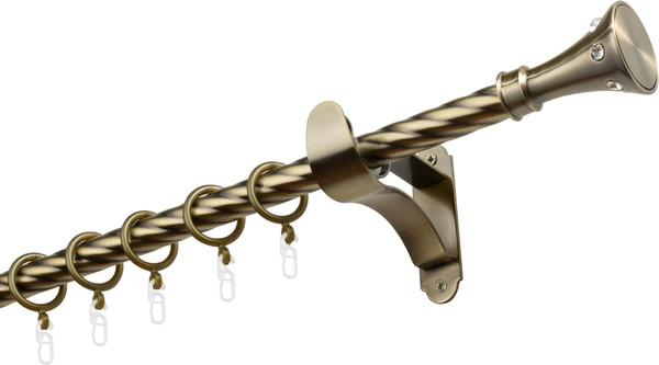 Изображение товара Карниз для штор Sundays Home Лайт Эридан 19мм однорядный (витой, антик, 1.6м)