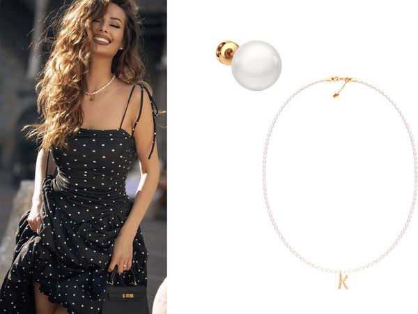 Изображение товара Комплект ювелирных украшений из розового золота ZORKA С жемчугом (колье 530020.9K.R 38см, моносерьга 310668.9K.R.SP)